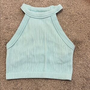 Aerie Ribbed Halter Top in Soft Blue